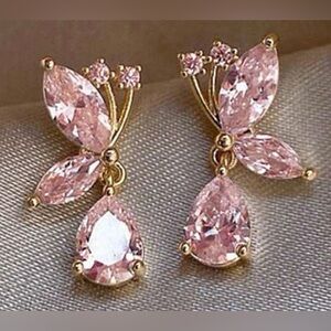 Pink Butterfly Crystal Earrings
